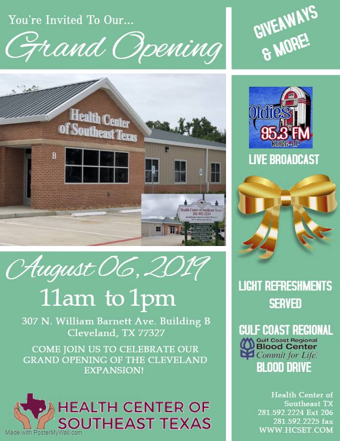 Health Center Of Southeast Texas Cleveland | 307 N William Barnett Ave, Cleveland, TX 77327, USA | Phone: (281) 592-2224