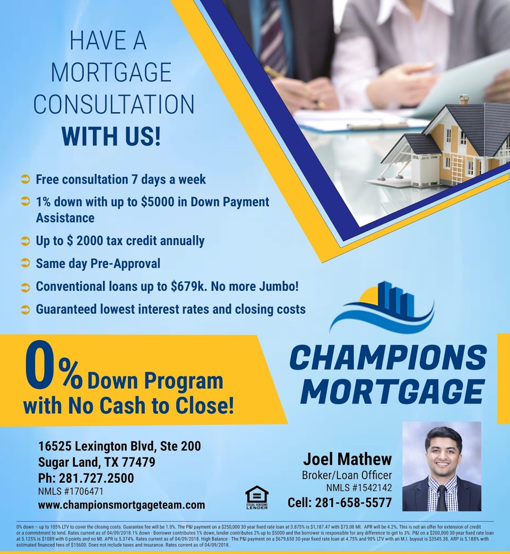 Champions Mortgage | 16525 Lexington Blvd #200, Sugar Land, TX 77479, USA | Phone: (281) 727-2500