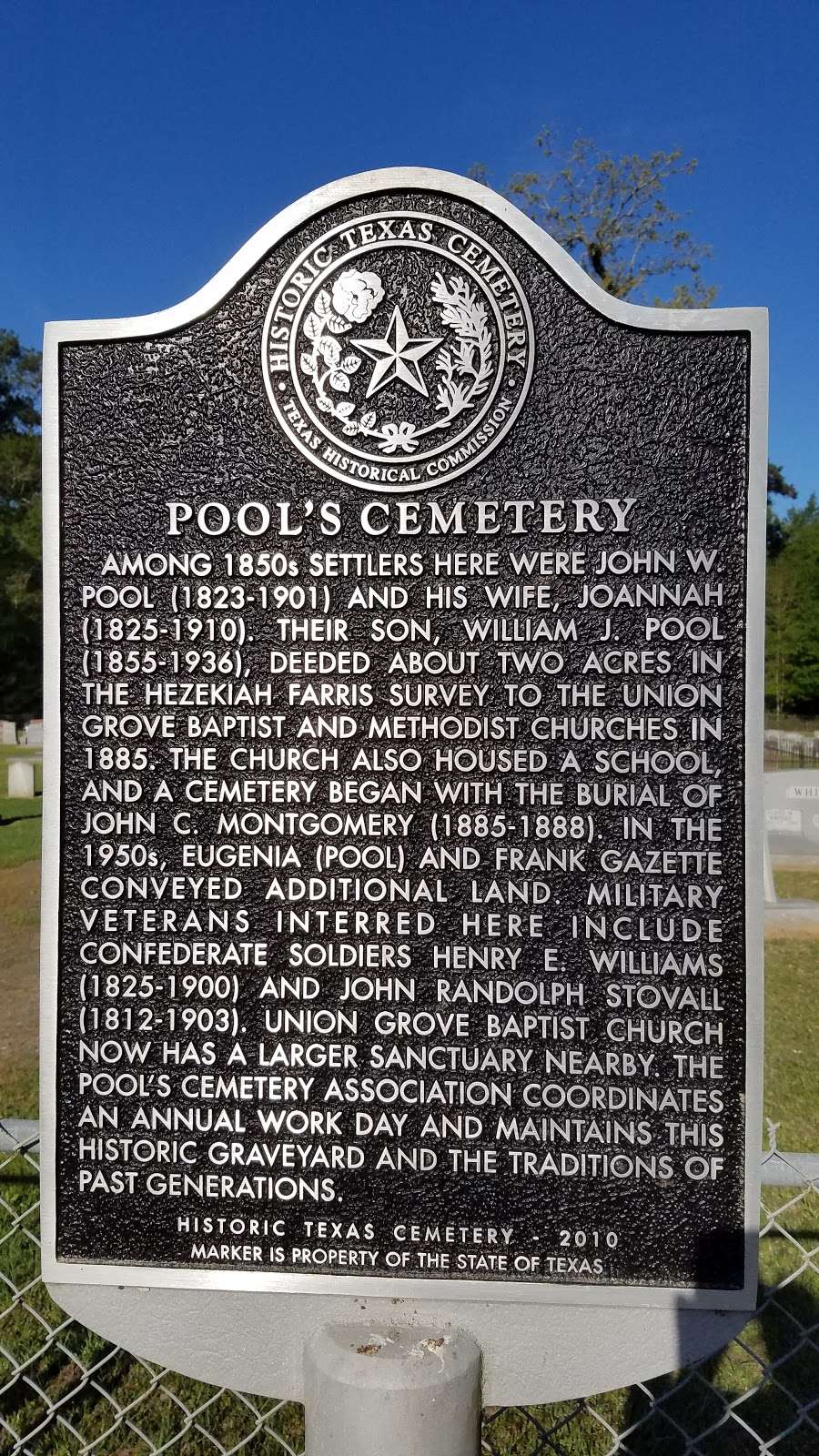 Pool Cemetery | 24143 FM 149, Richards, TX 77873, USA