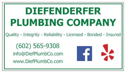 Diefenderfer Plumbing Co | 2559 S Brighton, Mesa, AZ 85209, USA | Phone: (602) 565-9308