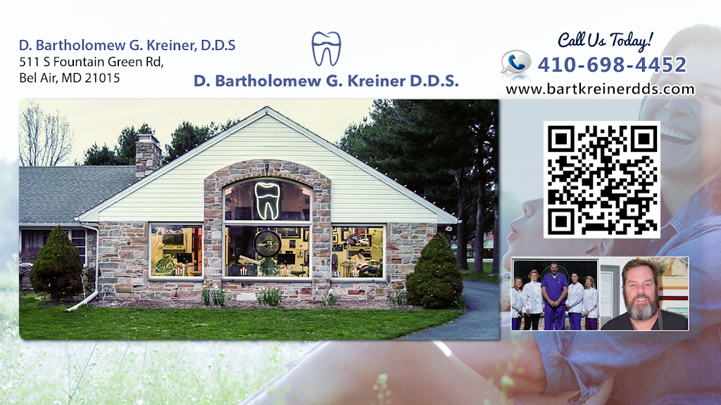 D. Bartholomew G. Kreiner D.D.S | 511 S Fountain Green Rd, Bel Air, MD 21015, United States | Phone: (410) 983-6775