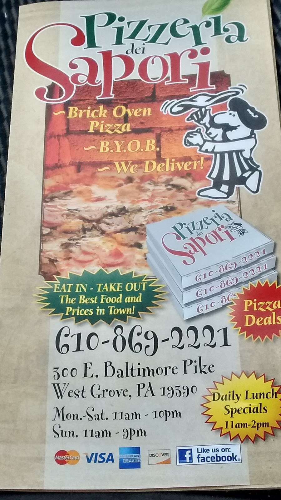 Pizzeria Dei Sapori | 300 E Baltimore Pike, West Grove, PA 19390, USA | Phone: (610) 869-2221