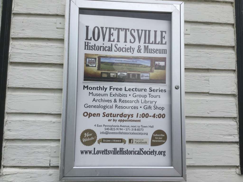 Lovettsville Historical Society & Museum | 4 E Pennsylvania Ave, Lovettsville, VA 20180, USA | Phone: (540) 822-9194