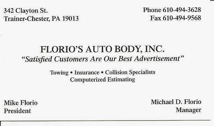 Florios Auto Body Shop | 342 Clayton St, Chester, PA 19013, USA | Phone: (610) 494-3628