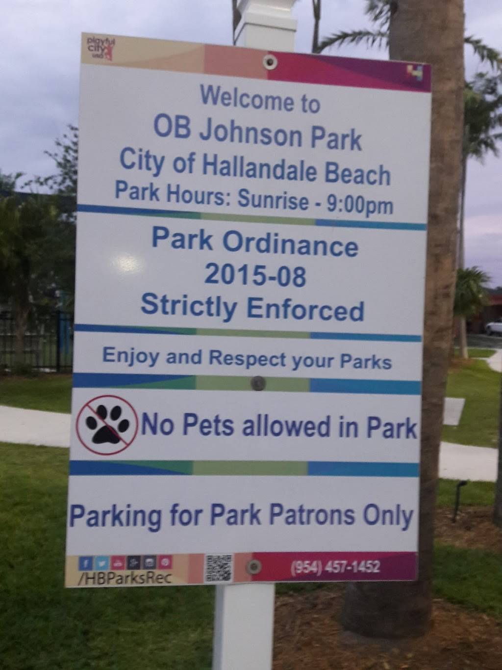 OB Johnson Park | 1000 NW 8th Ave, Hallandale Beach, FL 33009, USA | Phone: (954) 457-1460