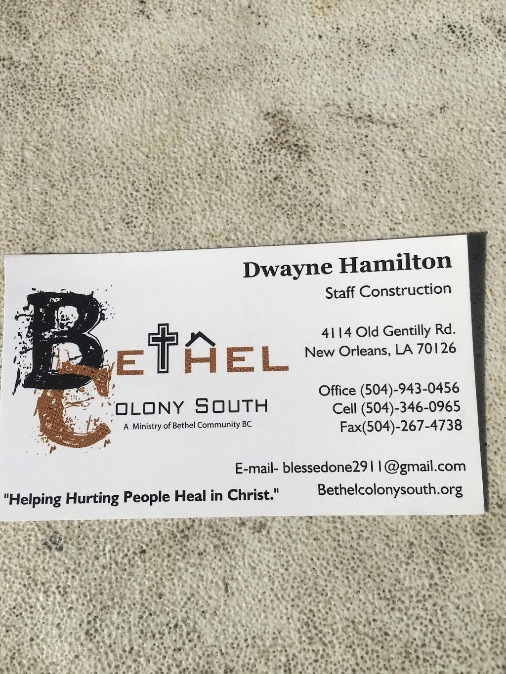 Bethel Colony South Mens Transformation Ministry & Thrift Store | 4114 Old Gentilly Rd, New Orleans, LA 70126, USA | Phone: (504) 943-0456