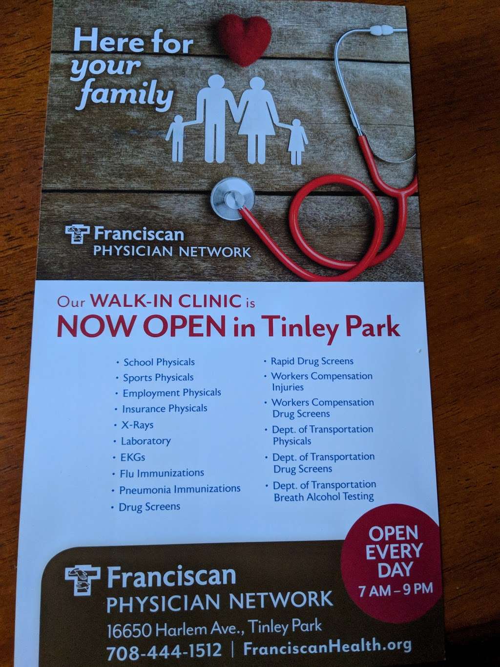 Franciscan Physician Network Walk-In Clinic | 16650 S Harlem Ave, Tinley Park, IL 60477, USA | Phone: (708) 444-1512