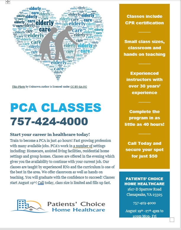 Patients Choice Home Health Care | 1617-D, Sparrow Rd, Chesapeake, VA 23325, USA | Phone: (757) 424-4000