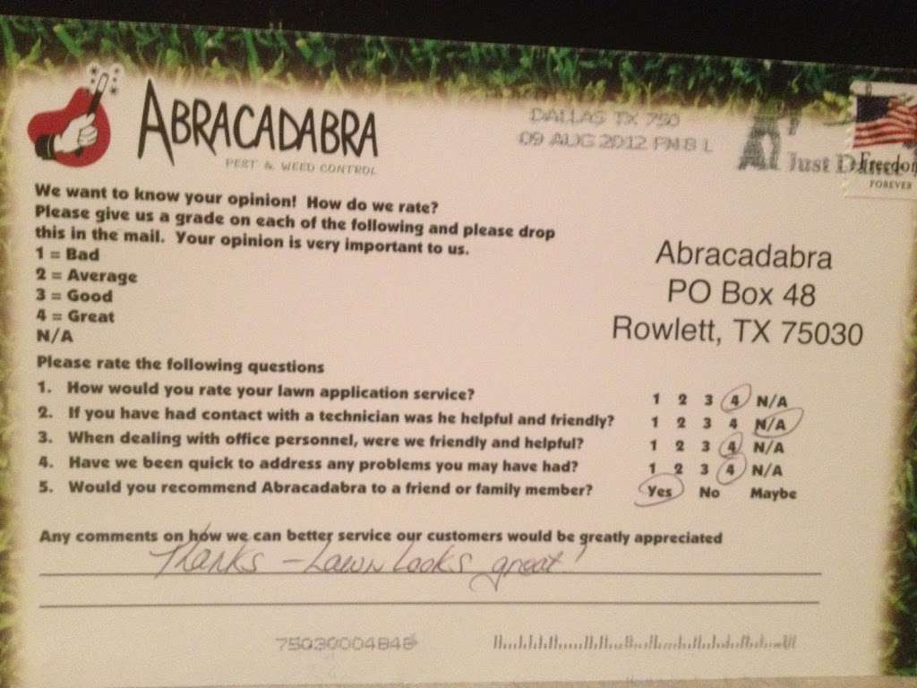 Abracadabra Pest & Weed Control | 2559 Elm Grove Rd, Wylie, TX 75098, USA | Phone: (214) 245-6150