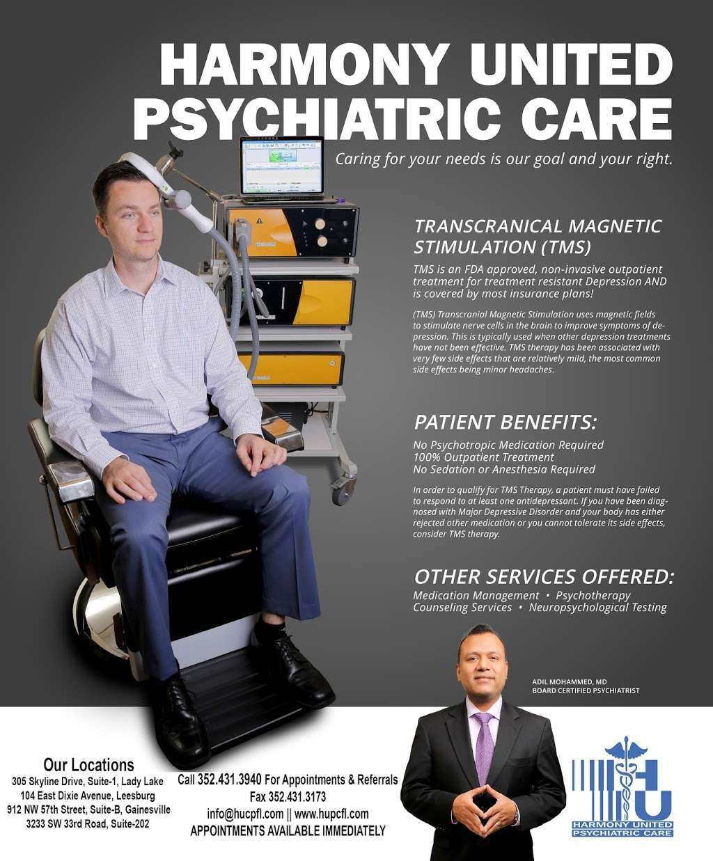 Harmony United Psychiatric Care | 305 Skyline Dr #1, Lady Lake, FL 32159, USA | Phone: (352) 431-3940