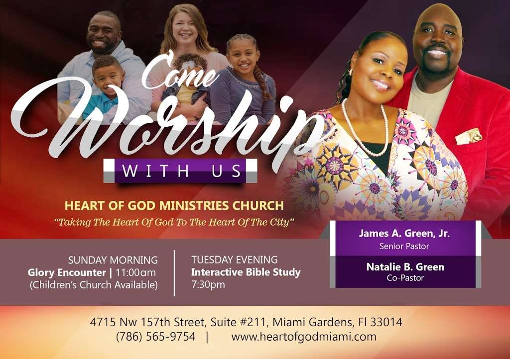 Heart of God Ministries Church | 4715 NW 157th St #211, Miami Gardens, FL 33014 | Phone: (786) 565-9754