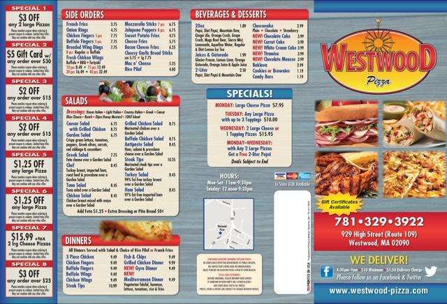 Westwood Pizza | 929 High St, Westwood, MA 02090 | Phone: (781) 329-3922