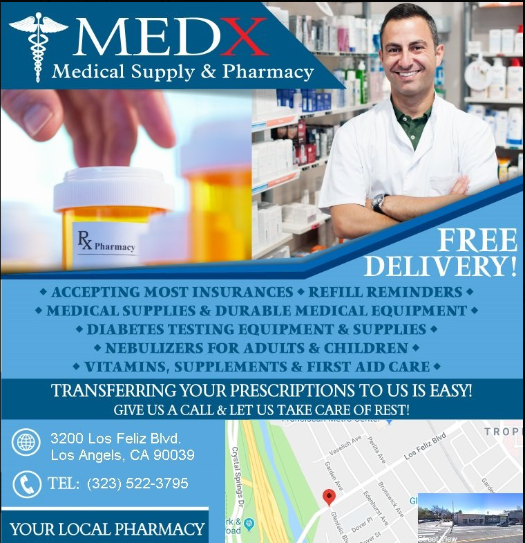 Medx Pharmacy & Supply | 3200 Los Feliz Blvd, Los Angeles, CA 90039, USA | Phone: (323) 522-3795