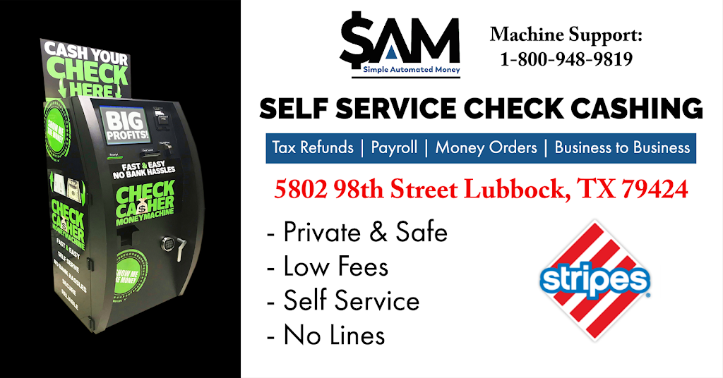 Stripes Check Cashing Machine | 5802 98th St, Lubbock, TX 79424 | Phone: (806) 771-4733