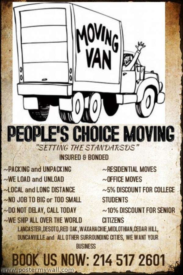 PEOPLES CHOICE MOVING | 2316 Eastwood Dr, Lancaster, TX 75134, USA | Phone: (214) 517-2601