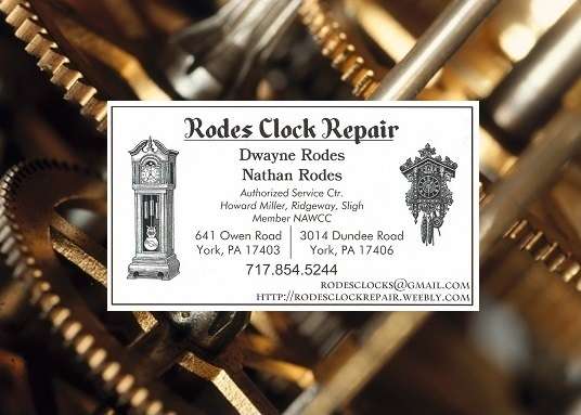 Rodes Clock Repair | 3014 Dundee Rd, York, PA 17406, USA | Phone: (717) 854-5244