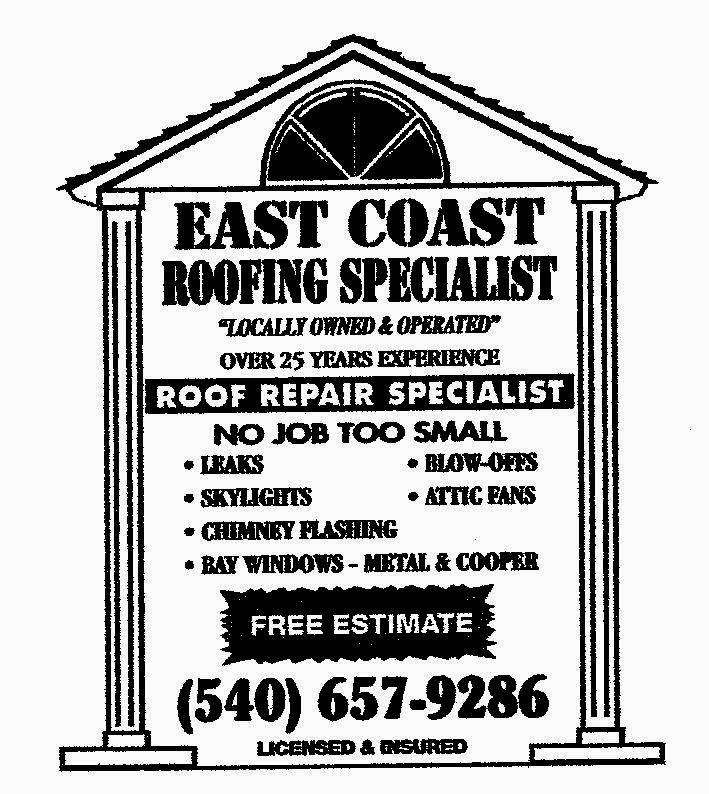 East Coast Roofing Specialist | 11 Spyglass Lane, Stafford, VA 22556, Stafford, VA 22556, USA | Phone: (540) 657-9286