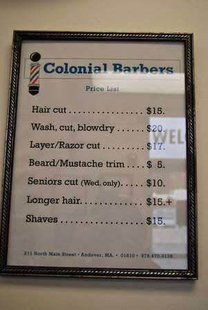 Colonial Barber Shop | 3109, 211 N Main St, Andover, MA 01810, USA | Phone: (978) 470-0138