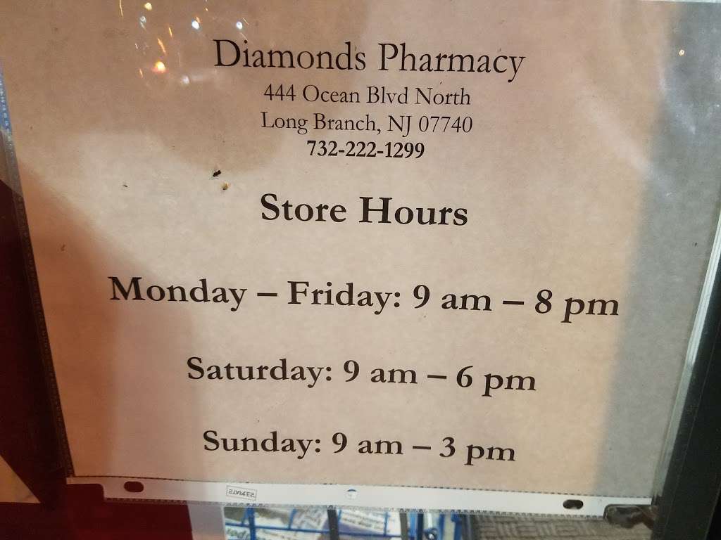 Diamonds Pharmacy | 444 Ocean Blvd, Long Branch, NJ 07740, USA | Phone: (732) 222-1299