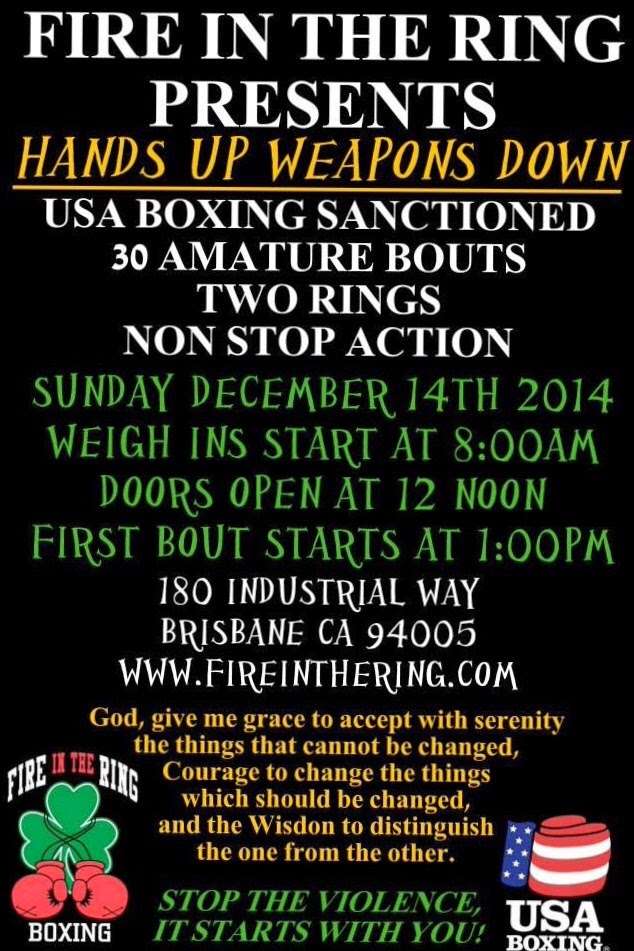 FIRE IN THE RING BOXING INC | 180 Industrial Way, Brisbane, CA 94005, USA | Phone: (415) 859-5568