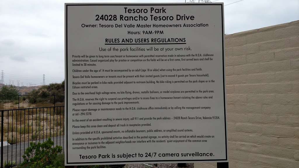 Tesoro Park | 24028 Avenida Rancho Tesoro, Valencia, CA 91354, USA