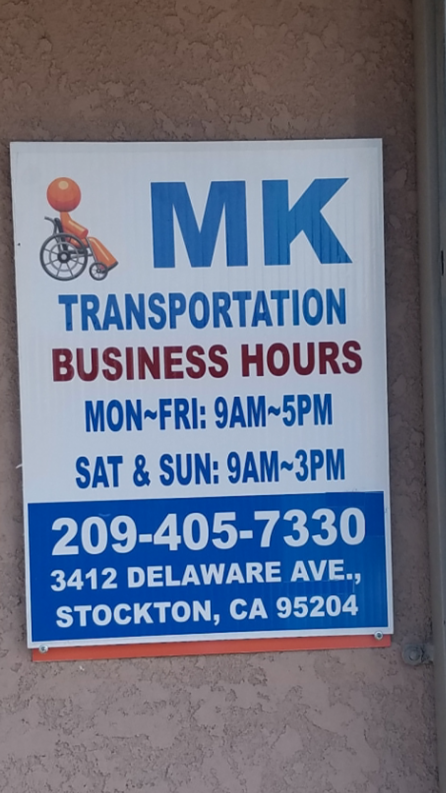 MK Non Emergency Medical Transport | 1573 Ken St, Stockton, CA 95206, USA | Phone: (209) 405-7330