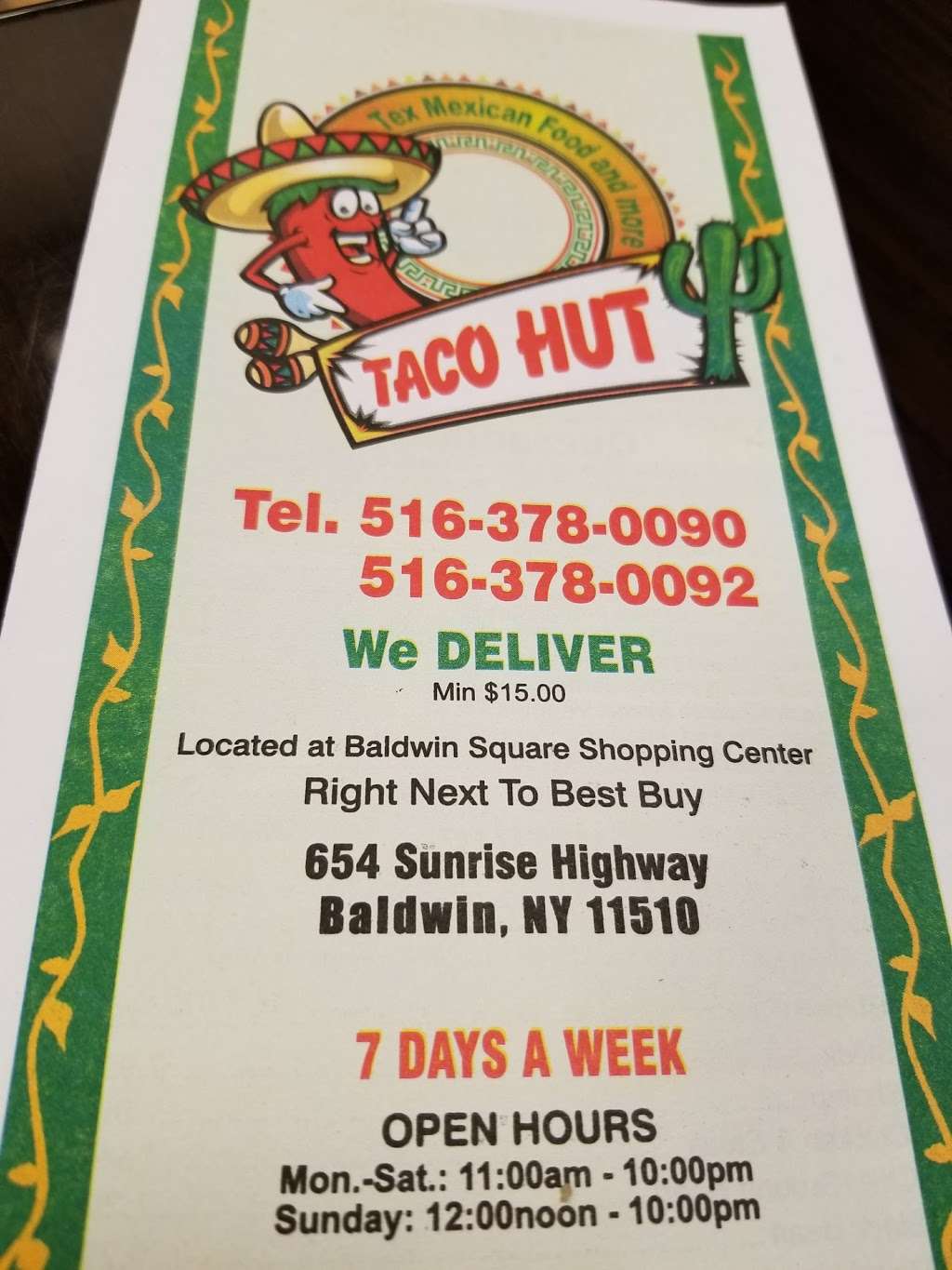 Taco Hut | 654 Sunrise Hwy, Baldwin, NY 11510, USA | Phone: (516) 378-0092
