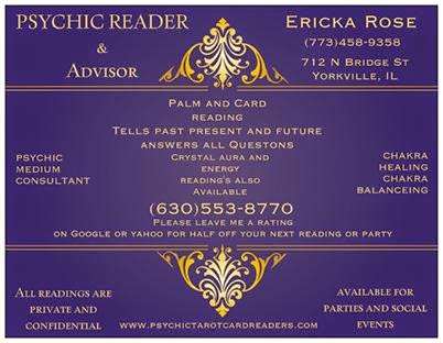 Psychic Tarot card Readers by Ericka Rose | 712 N Bridge St, Yorkville, IL 60560, USA | Phone: (630) 553-8770