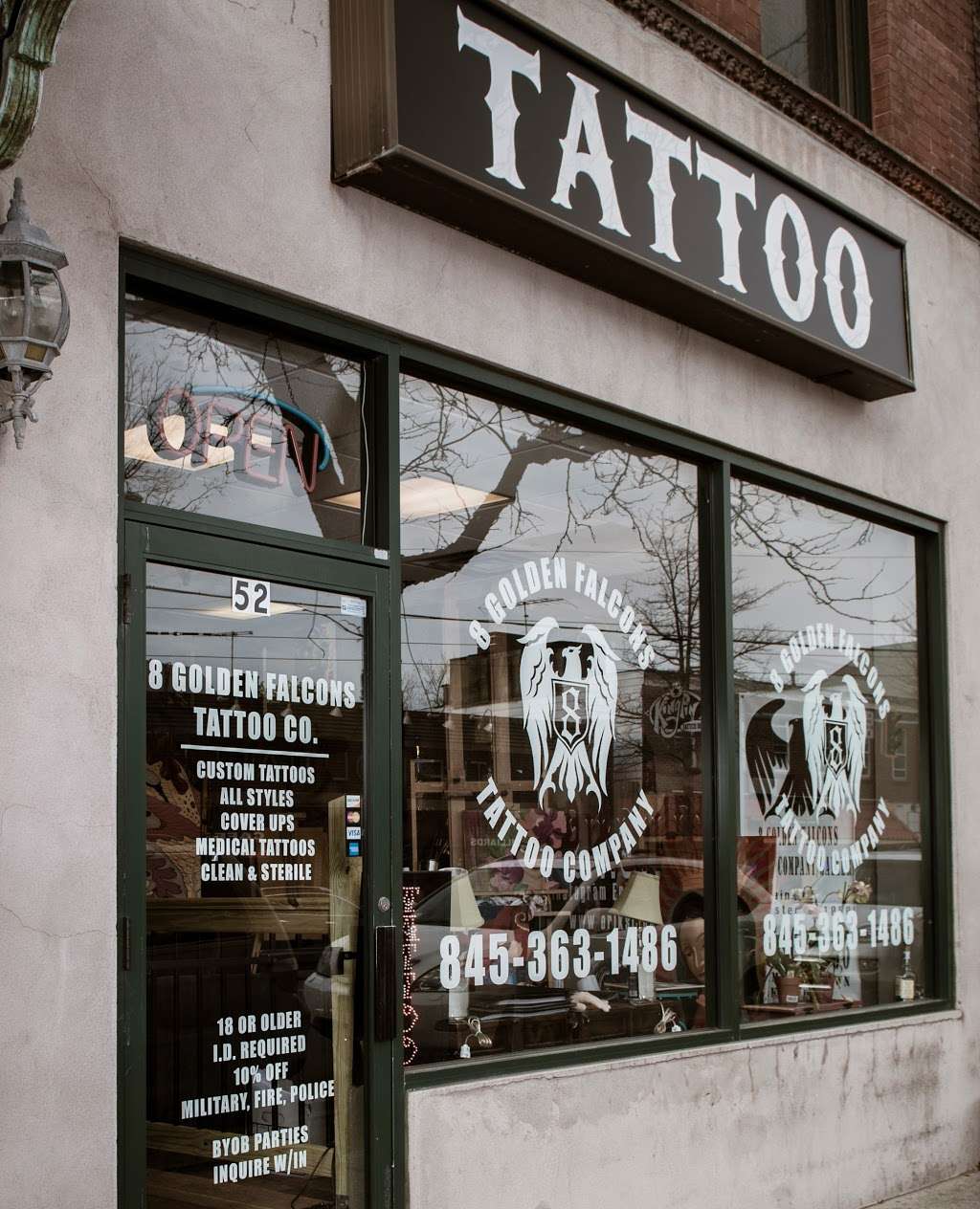 8 Golden Falcons Tattoo Company | 52 Main St, Brewster, NY 10509, USA | Phone: (845) 363-1486