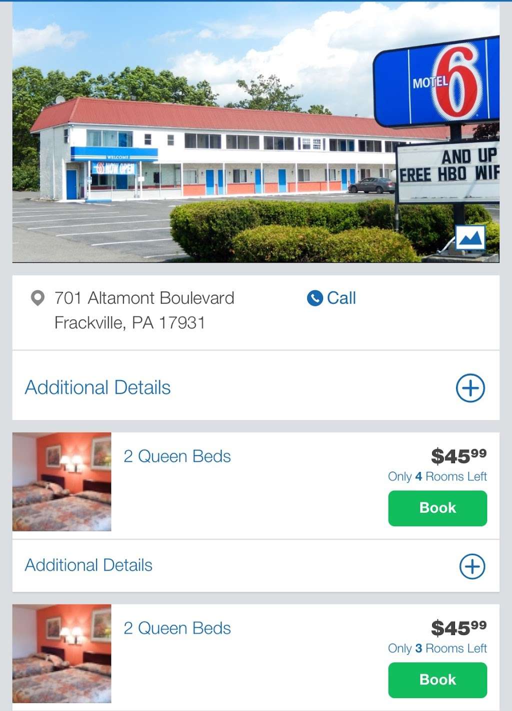 Motel 6 Frackville PA | 701 Altamont Blvd, Frackville, PA 17931, USA | Phone: (570) 874-1223