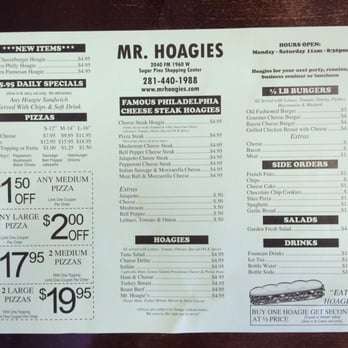 Mr. Hoagies | 2040 Farm to Market 1960 Rd W, Houston, TX 77090, USA | Phone: (281) 440-1988