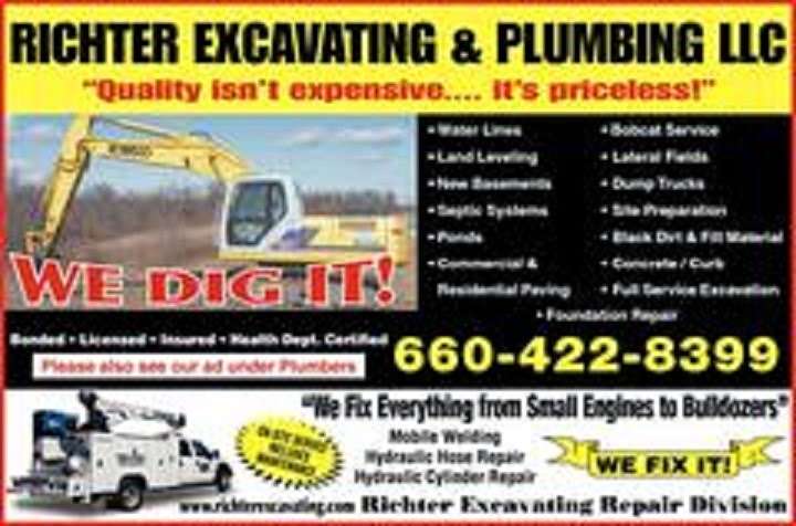 Richter Excavating & Plumbing LLC | 35 NE 950th Rd, Warrensburg, MO 64093, USA | Phone: (660) 422-8399