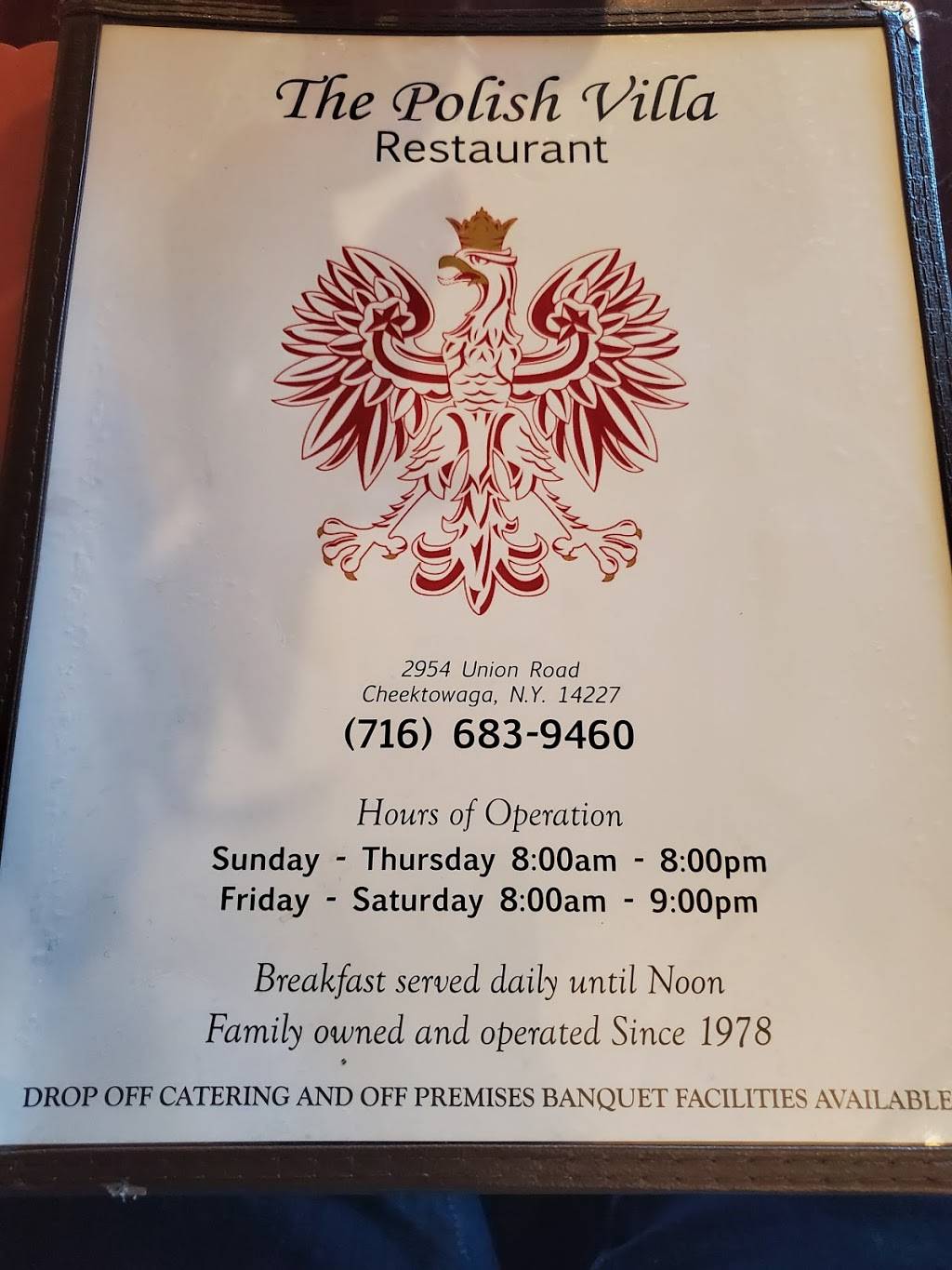 Polish Villa | 2954 Union Rd, Buffalo, NY 14227, USA | Phone: (716) 683-9460