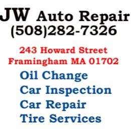 JW Auto Repair - Vehicle Inspection Oil change Tire Services | 243 Howard St, Framingham, MA 01702, USA | Phone: (508) 282-7326