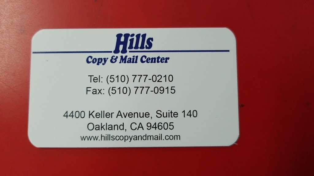 Hills Copy & Mail Center | 4400 Keller Ave, Oakland, CA 94605 | Phone: (510) 777-0210