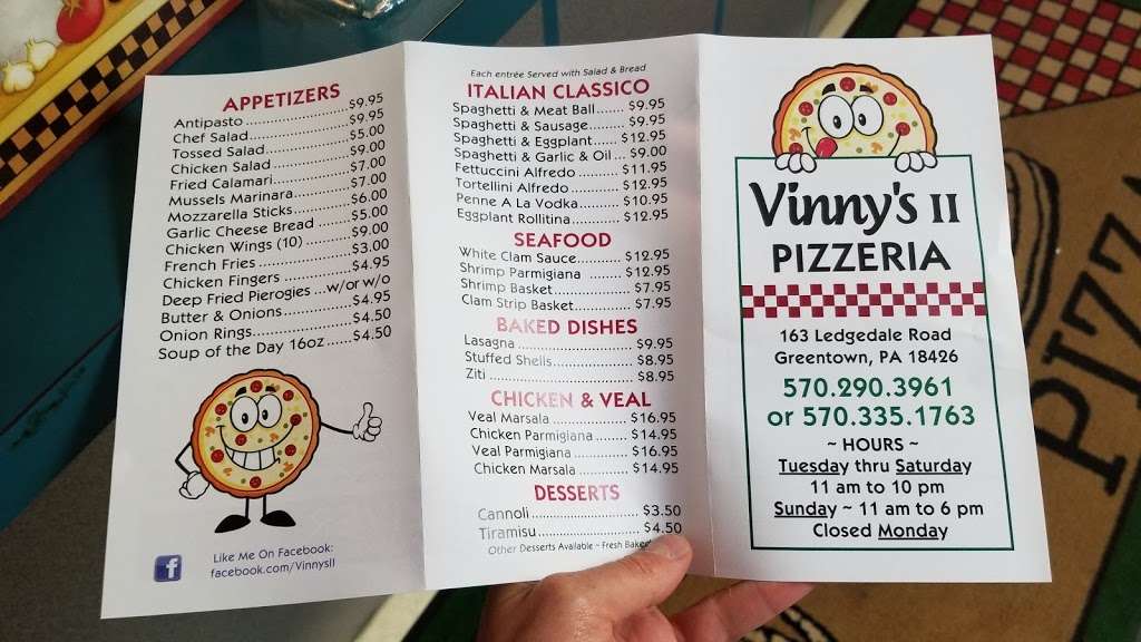 Vinnys II | 163 Ledgedale Rd, Greentown, PA 18426, USA | Phone: (570) 290-3961