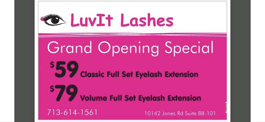 LuvIt Lashes | 10142 Jones Rd suite b8-101, Houston, TX 77065 | Phone: (713) 614-1561