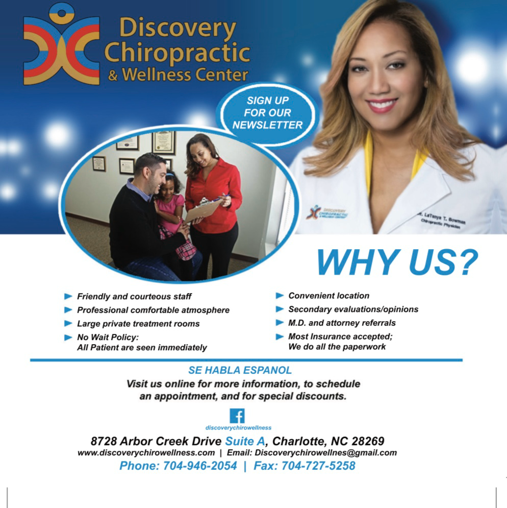 Discovery Chiropractic and Wellness Center | 8728 Arbor Creek Dr Suite A, Charlotte, NC 28269, USA | Phone: (704) 946-2054