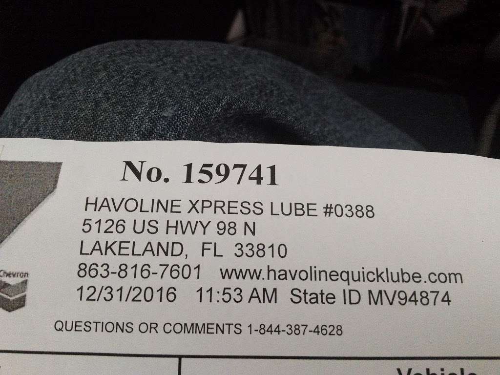 Havoline xpress lube | 5126 US Hwy 98 N, Lakeland, FL 33809 | Phone: (863) 816-7601