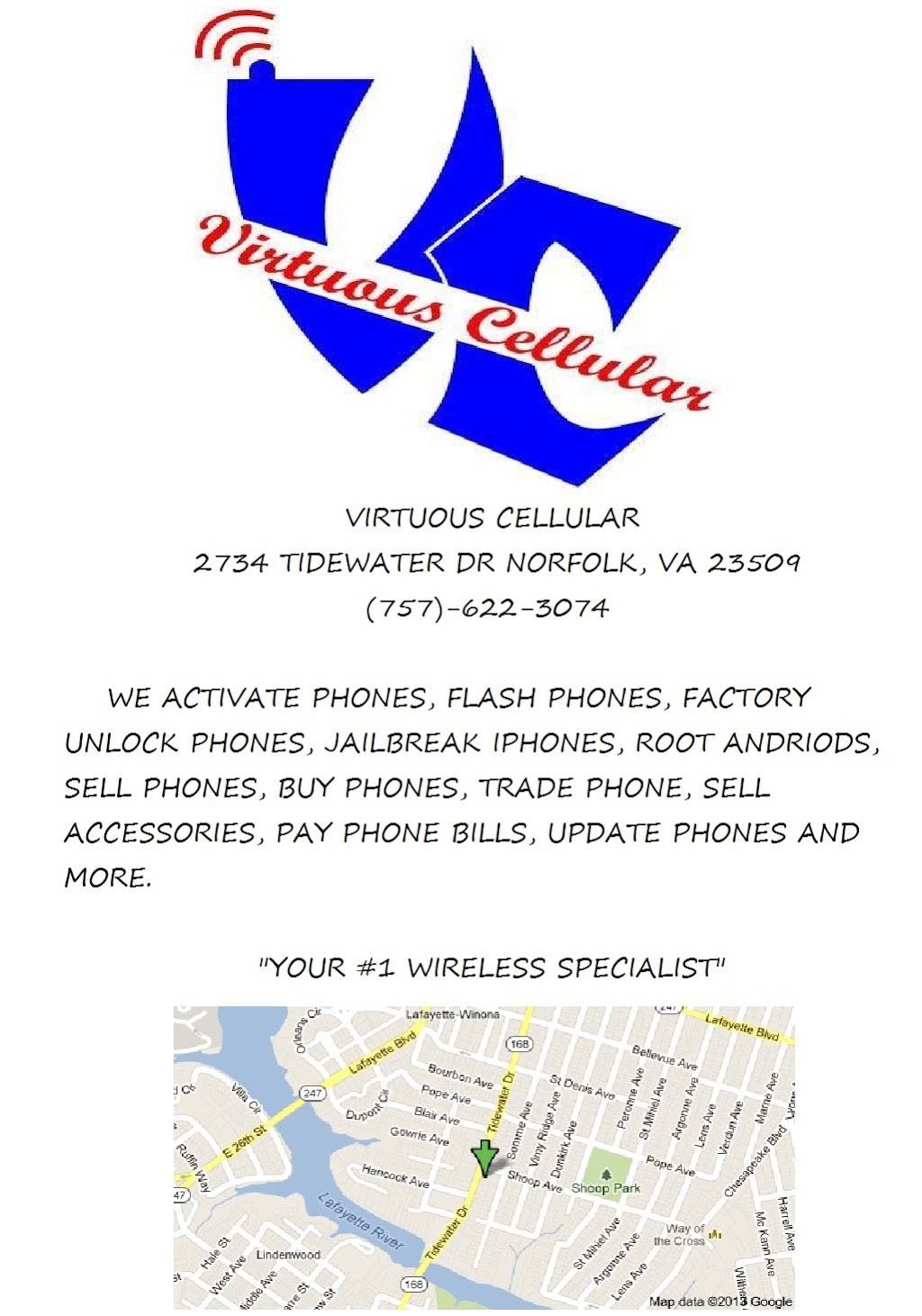 Virtuous Cellular | 2734 Tidewater Dr, Norfolk, VA 23509, USA | Phone: (757) 351-5030