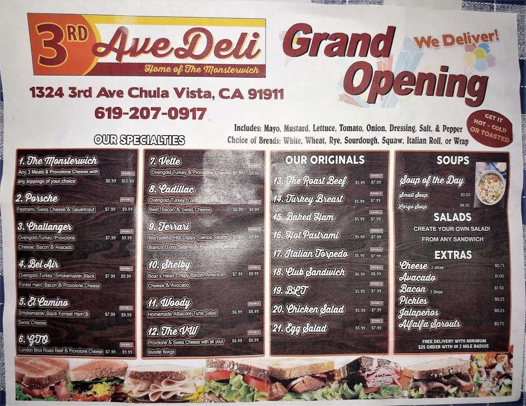 3RD Ave. Deli | 1324 3rd Ave, Chula Vista, CA 91911, USA | Phone: (619) 207-0917