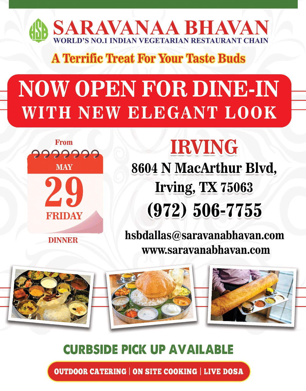 Saravanaa Bhavan | 8604 N MacArthur Blvd, Irving, TX 75063, USA | Phone: (972) 506-7755