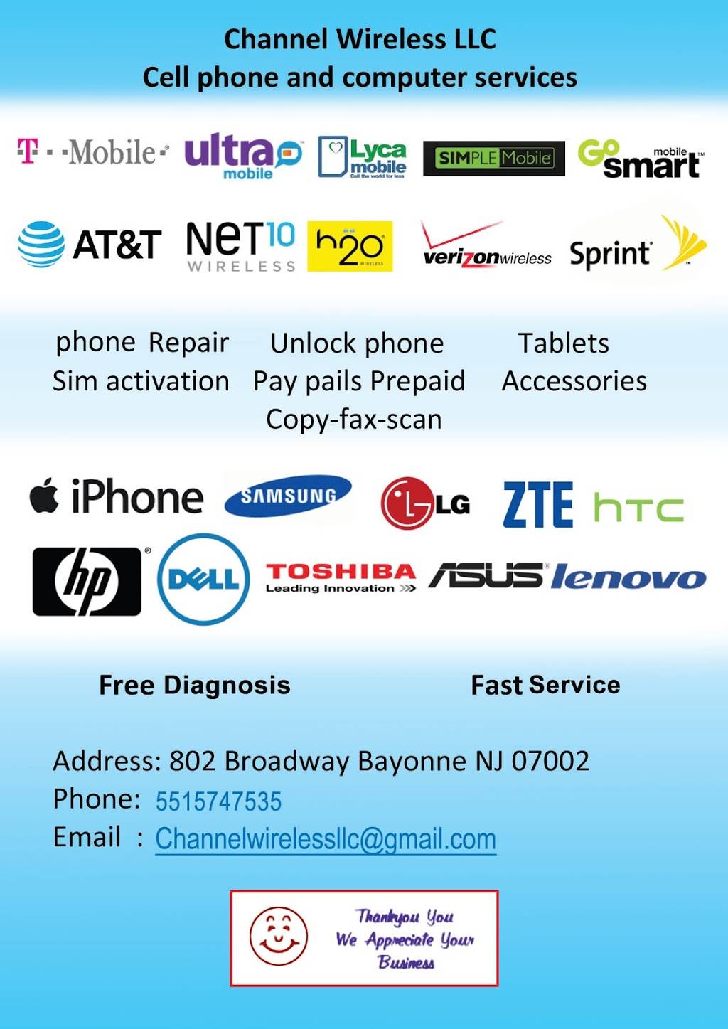 Channel Wireless LLC | 802 Broadway, Bayonne, NJ 07002, USA | Phone: (551) 574-7535