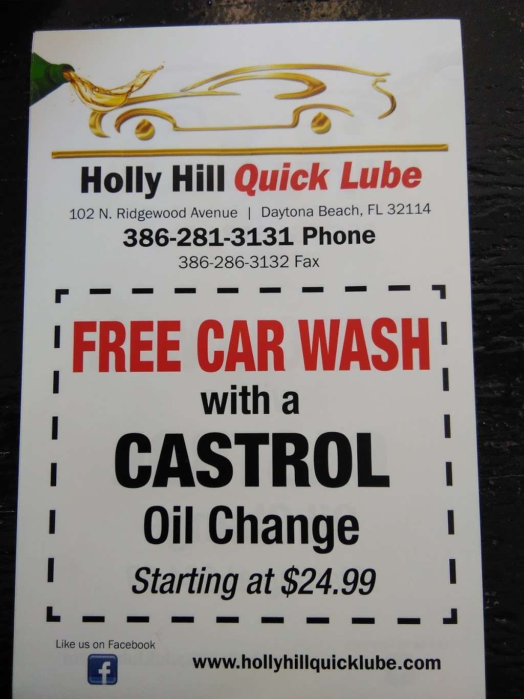 Holly Hill Quick Lube | 102 Ridgewood Ave #5028, Holly Hill, FL 32117 | Phone: (386) 281-3131