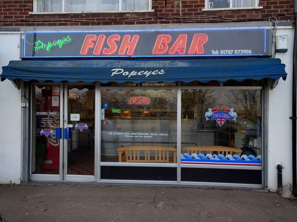 Popeyes Fish Bar | Masons Parade, Newgatestreet Rd, Goffs Oak, Waltham Cross EN7 5RJ, UK | Phone: 01707 872906