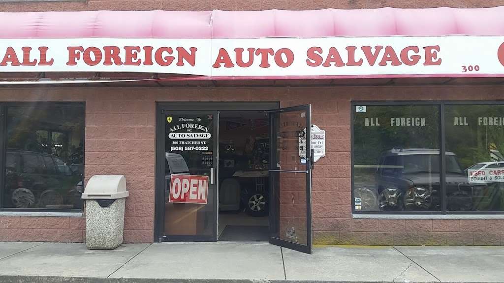 ALL FOREIGN AUTO SALVAGE, INC. | 300 Thatcher St, East Bridgewater, MA 02333, USA | Phone: (508) 587-0222