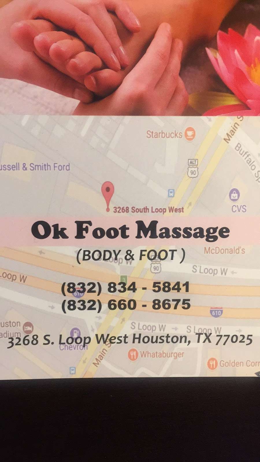 OK Foot Massage | 3268 S Loop W, Houston, TX 77025, USA | Phone: (832) 834-5841