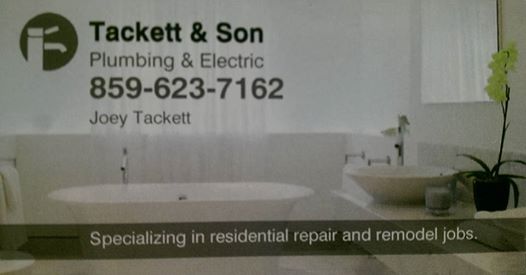 Tackett & Son Plumbing & Electric | 1618 Four Mile Rd, Richmond, KY 40475, USA | Phone: (859) 623-7162