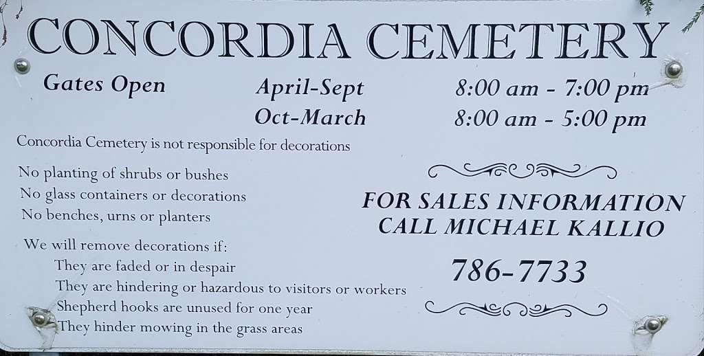 Concordia Cemetery | 2703 S Meridian St, Indianapolis, IN 46225, USA | Phone: (317) 786-7733