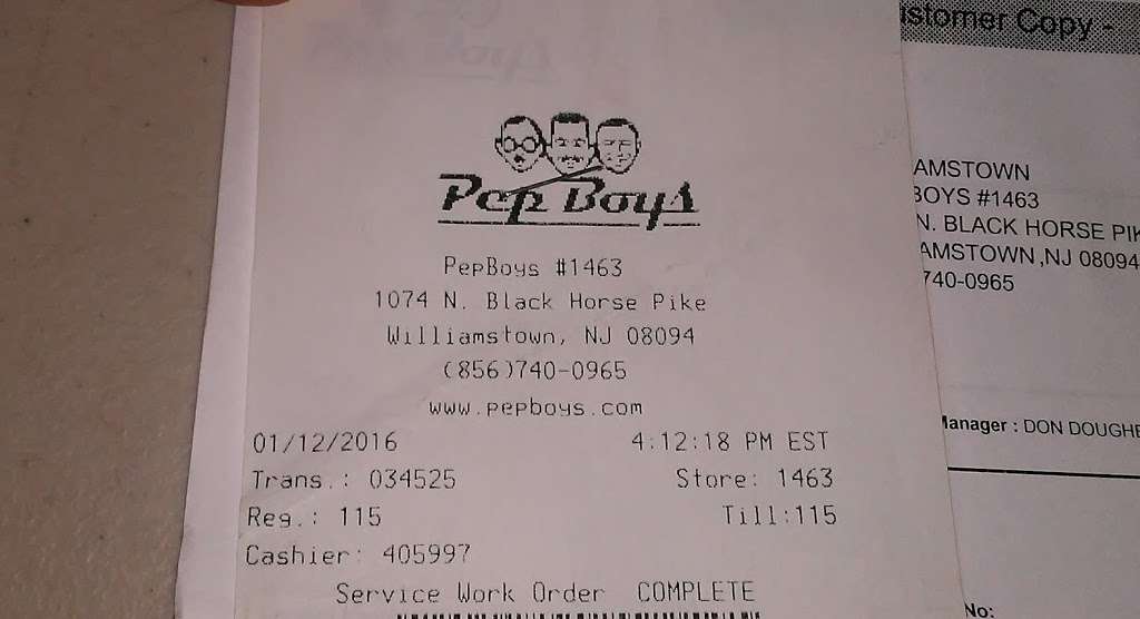 Pep Boys Auto Service & Tire | 1074 N Black Horse Pike, Williamstown, NJ 08094, USA | Phone: (856) 740-0965